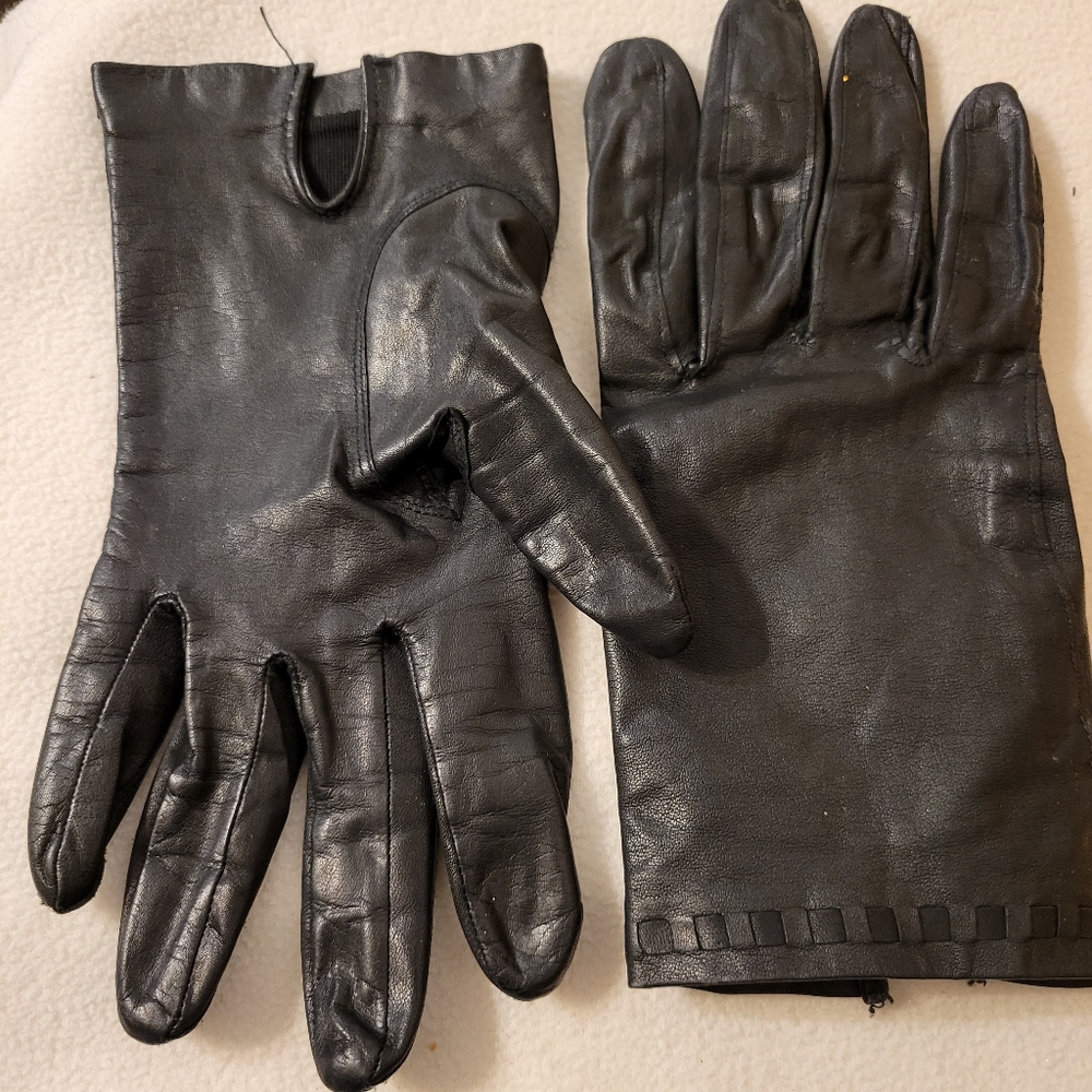Vintage Smart Set Black Cowhide Leather Gloves Size C